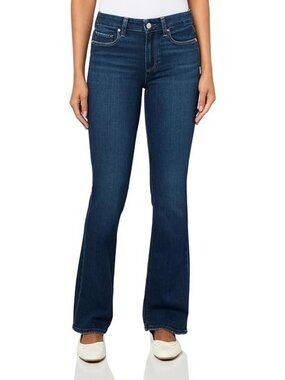 PAIGE High Rise Manhattan Dark Wash Bootcut Jeans Size 27P Stretch Denim